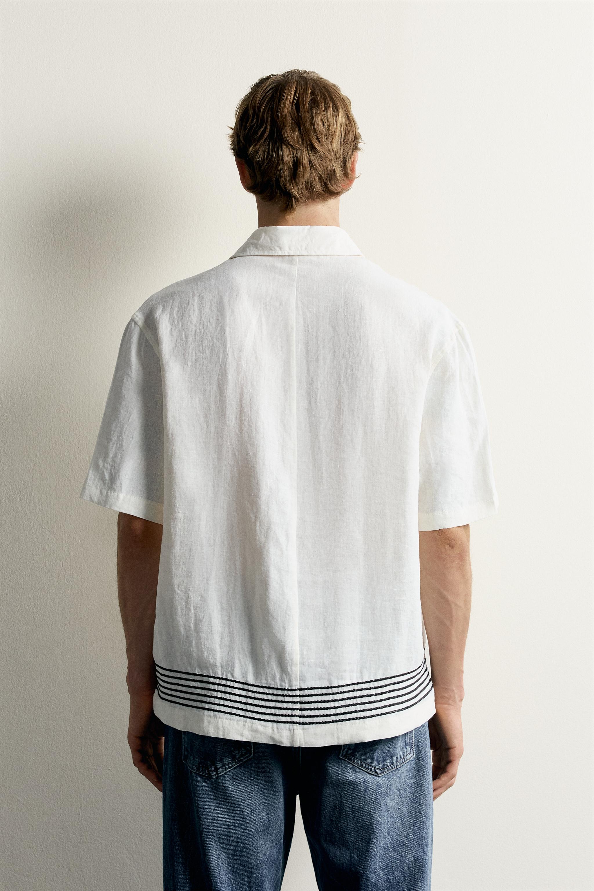 100% LINEN STRIPED POLO SHIRT