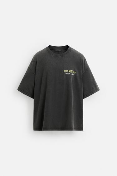 T-SHIRT DÉLAVÉ IMPRIMÉS - Anthracite foncé de Zara - Image 6