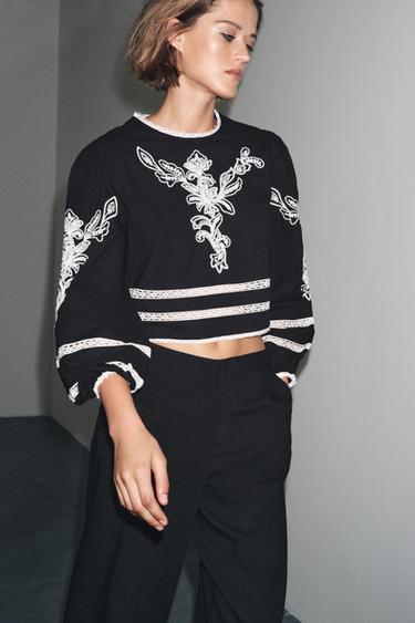 BLOUSE BRODÉE ZW COLLECTION - Noir de Zara - Image 3