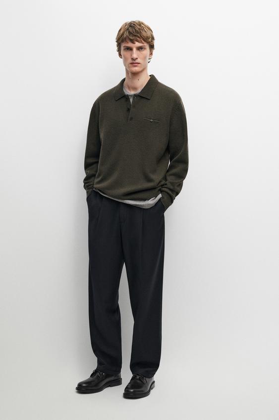 Zara 100% wool knit polo collar sweater - 843 - Image 0
