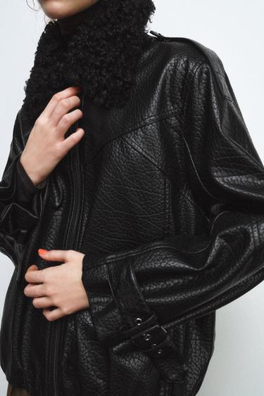 FAUX LEATHER BOMBER JACKET ZW COLLECTION - Black by Zara - Image 3