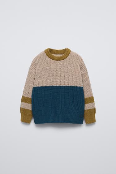 CONTRAST KNIT SWEATER - Light beige by Zara