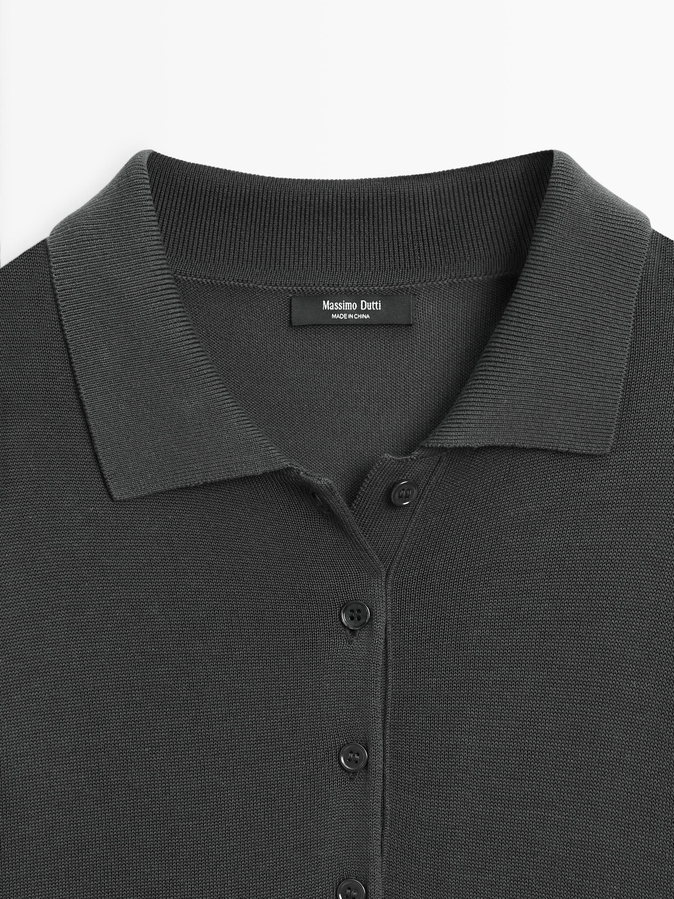 Contrast knit polo dress