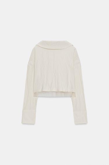 CREASED-EFFECT KNIT SHIRT - Cream by Zara - Image 5