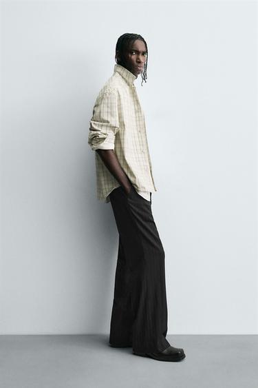 TEXTURED CHECK OVERSHIRT - Oyster-white by Zara - Image 3