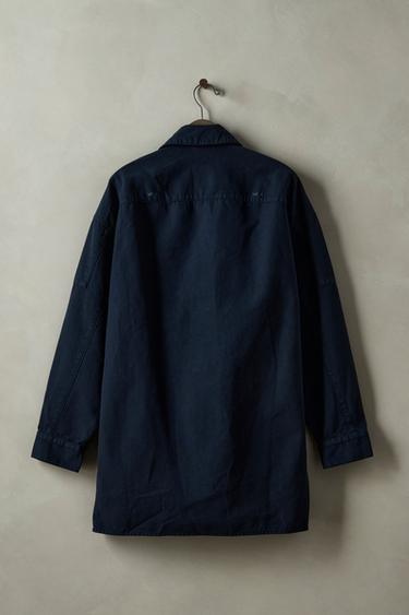 WASHED CANVAS OVERSHIRT X SR_A - Navy blue de Zara - Image 1