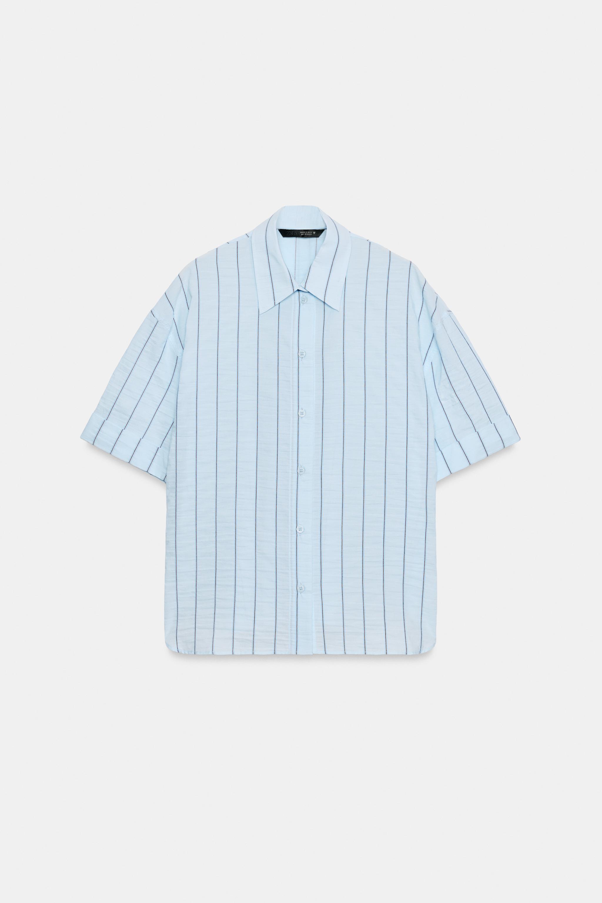 Женские рубашки Zara STRIPED OVERSIZED SHIRT — фото 4