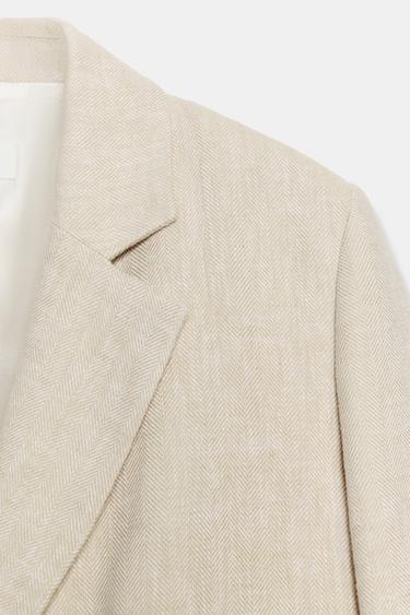 BLAZER COURTE EN LIN AVEC ÉPAULETTES - Beige clair de Zara - Image 9