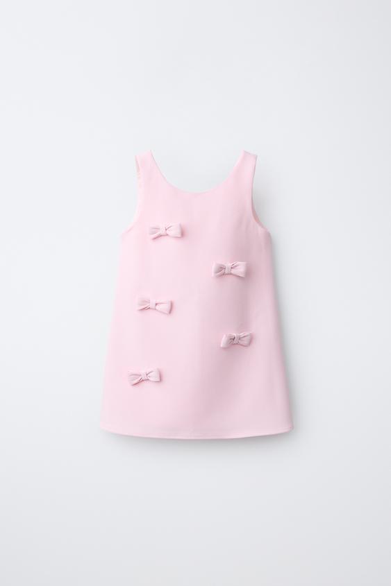 VESTIDO APLIQUE LAZOS - Rosa de Zara - Imagen 0