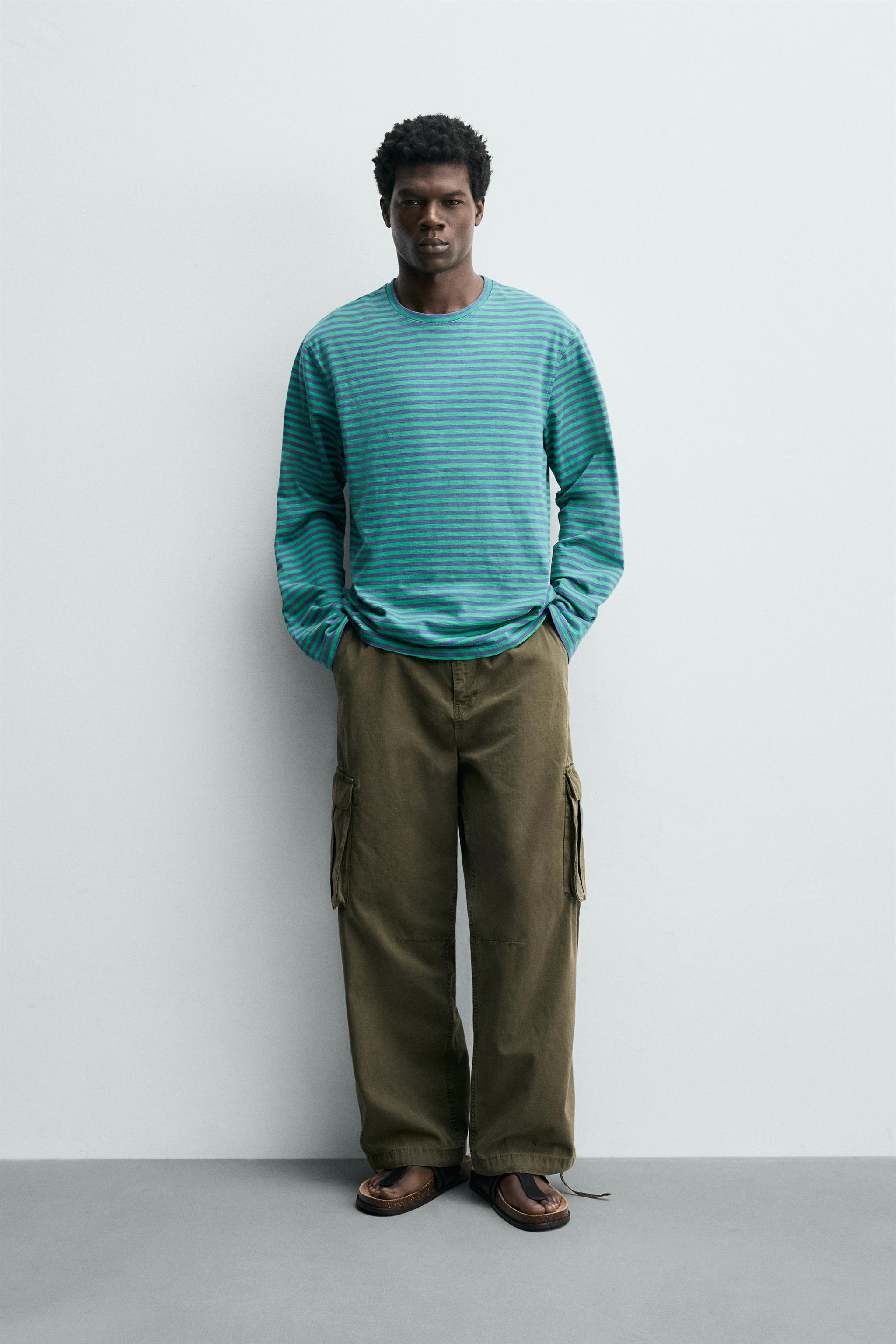 RELAXED FIT STRIPED JACQUARD T-SHIRT