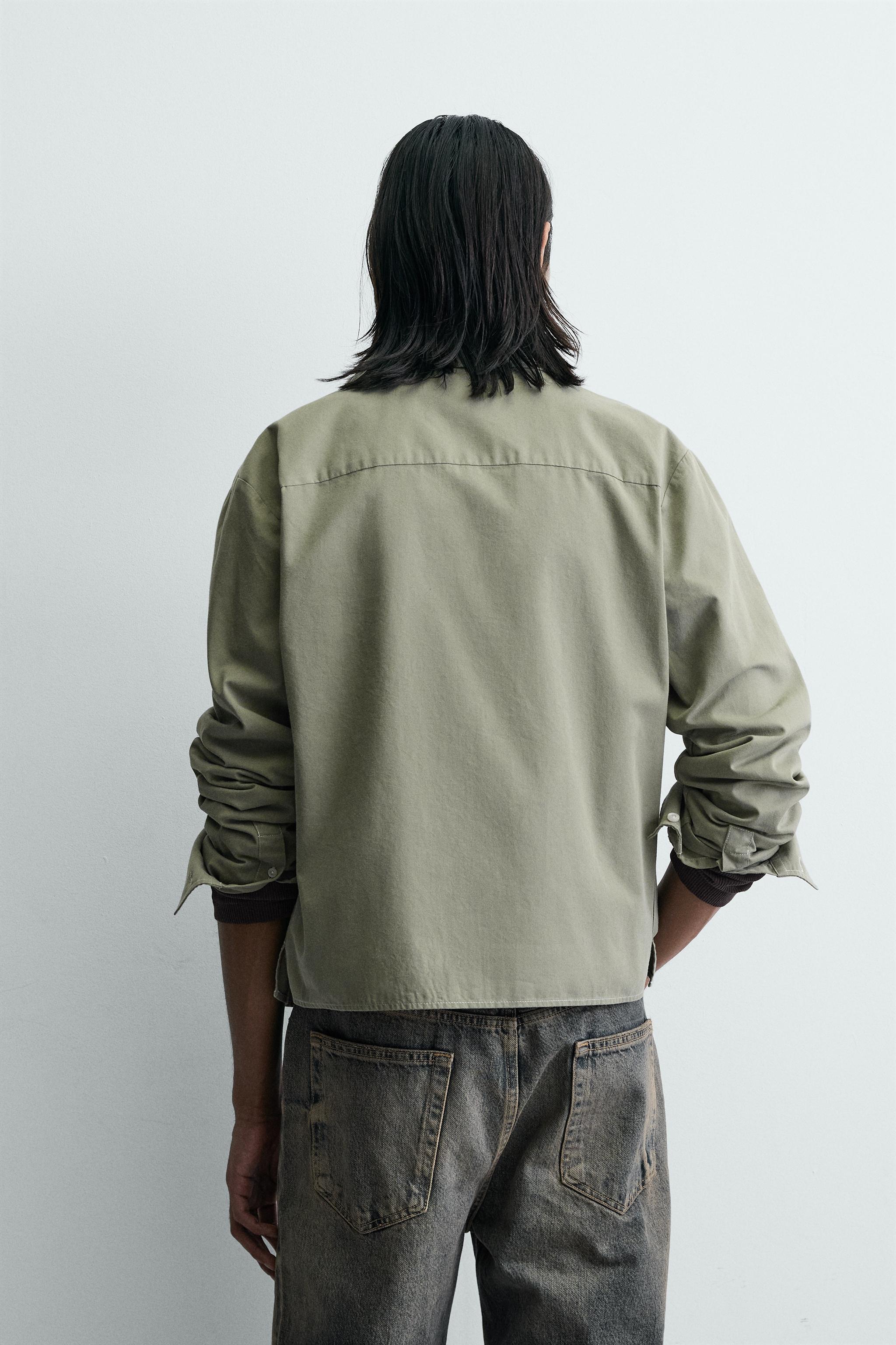 CROPPED FIT ZIP-UP OVERSHIRT