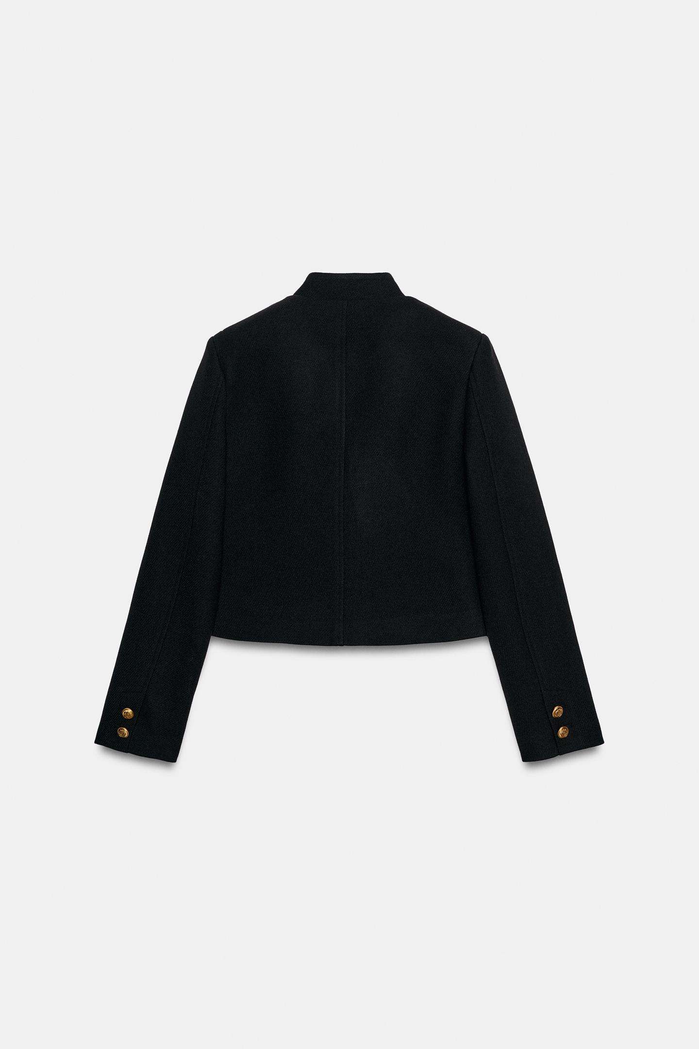 Женская куртка Zara Cropped Double-Breasted, цвет: Чёрный — фото 8