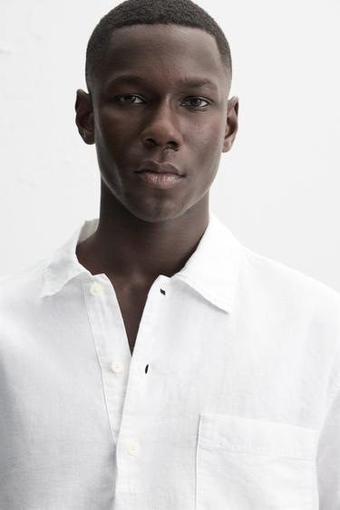 CHEMISE POLO LIN ET COTON - Blanc de Zara - Image 4