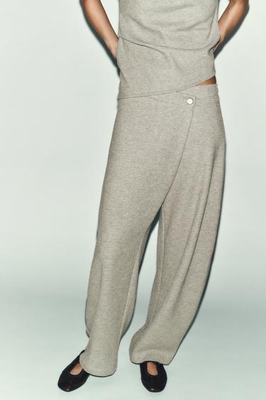 PANTALON PORTEFEUILLE À BOUTON - Gris de Zara - Image 1