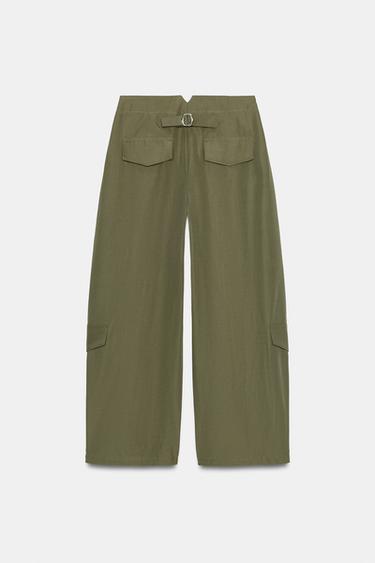 PANTALON À PINCES ET PASSANT AU DOS - Kaki de Zara - Image 9