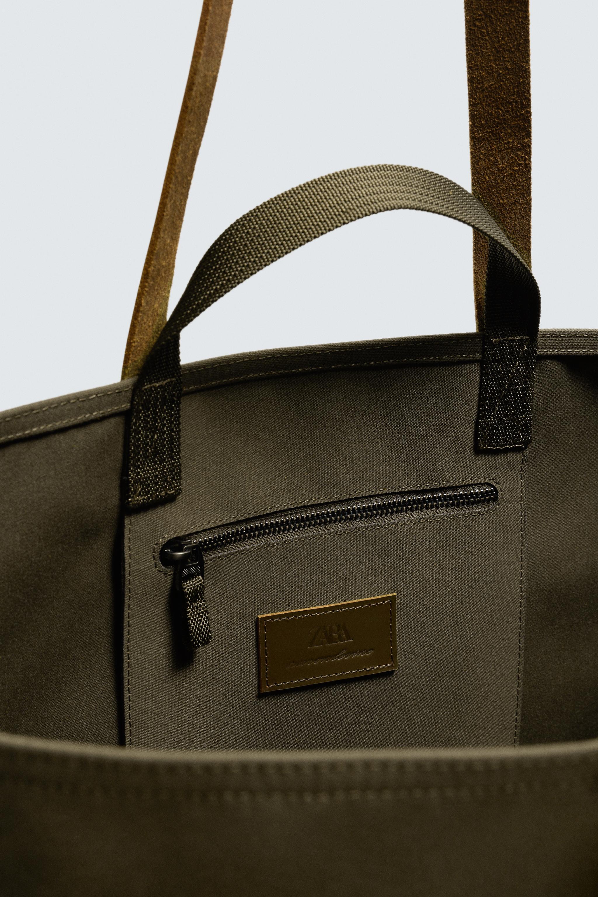 Zara LEATHER DETAIL SHOPPER BAG AARON LEVINE X ZARA at Mall of