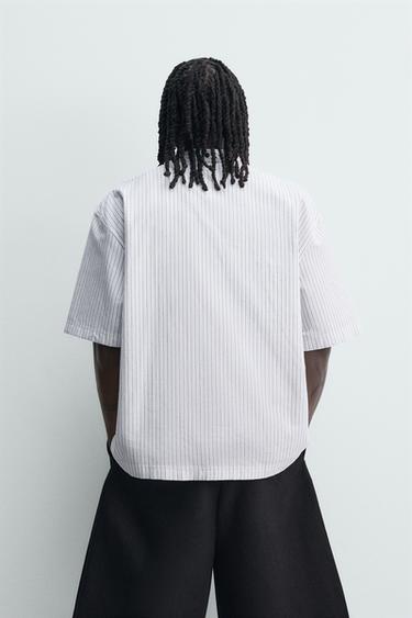 CHEMISE POLO COUPE BOXY INSCRIPTION IMPRIMÉE - rayures de Zara - Image 2