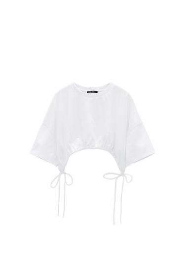 CROP TOP WITH DRAWSTRING HEM