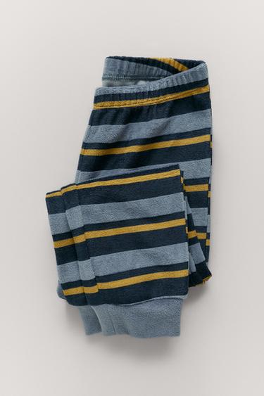 Zara 1 1/2-6 GODINA/ VELUR PIDŽAMA S UZORKOM PRUGA I TIGRA – Plava