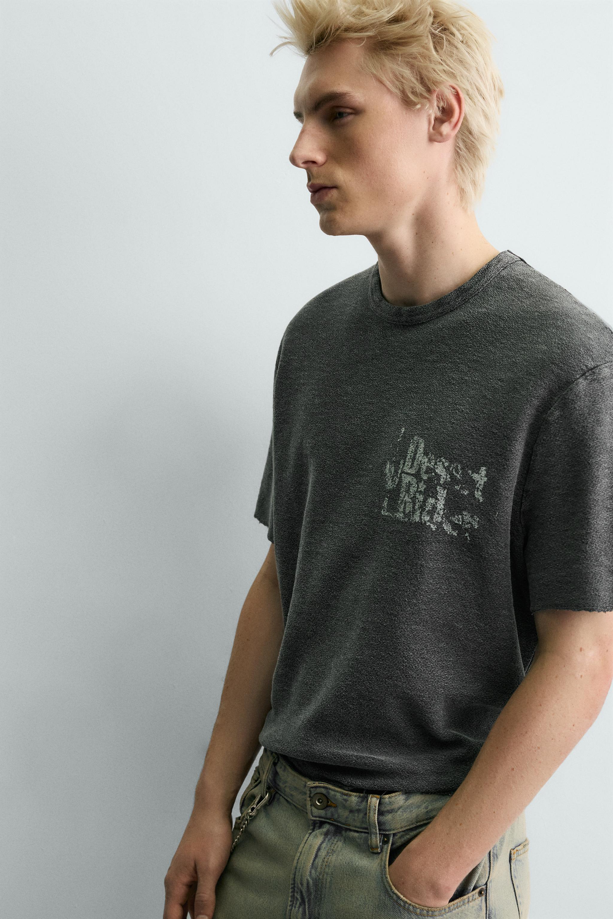 CONTRAST PRINT KNIT T-SHIRT