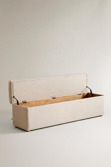 WOOD AND LINEN STORAGE BENCH - Light beige by Zara - Image 1