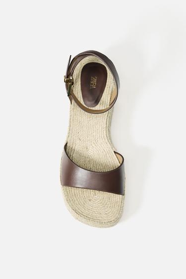 Zara BRAIDED WEDGE - Dark tan