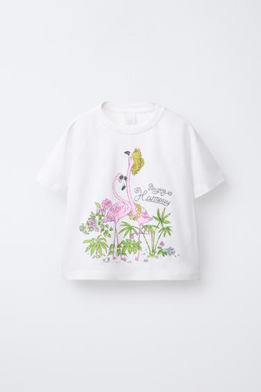 CAMISETA MANGA RANGLÁN ESTAMPADA - Blanco de Zara
