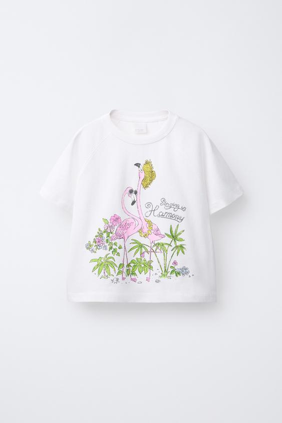 TRICOU CU MÂNECĂ RAGLAN ȘI IMPRIMEU - Alb | ZARA România