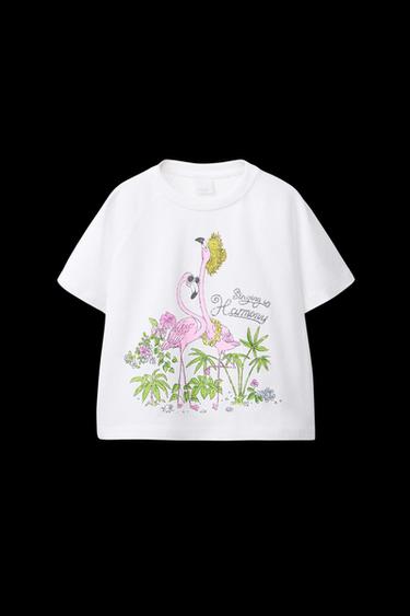 T-SHIRT MIT RAGLANÄRMELN UND PRINT - Weiß von Zara - Bild 0