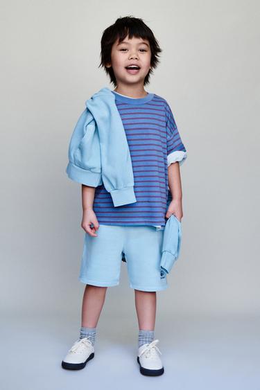 ШОРТЫ ИЗ МЯГКОЙ ТКАНИ С ОКРАШИВАНИЕМ И ВЫШИВКОЙ — ГОЛУБОЙ от Zara