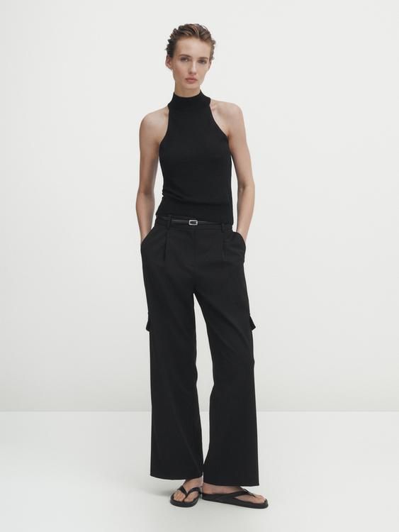 Straight-fit cargo trousers with darts - Black | ZARA United States