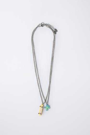 PACK OF TWO SKATE NECKLACES - Silver by Zara - Image 3