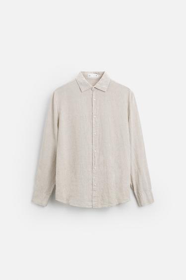100% LINEN SHIRT - Light beige by Zara