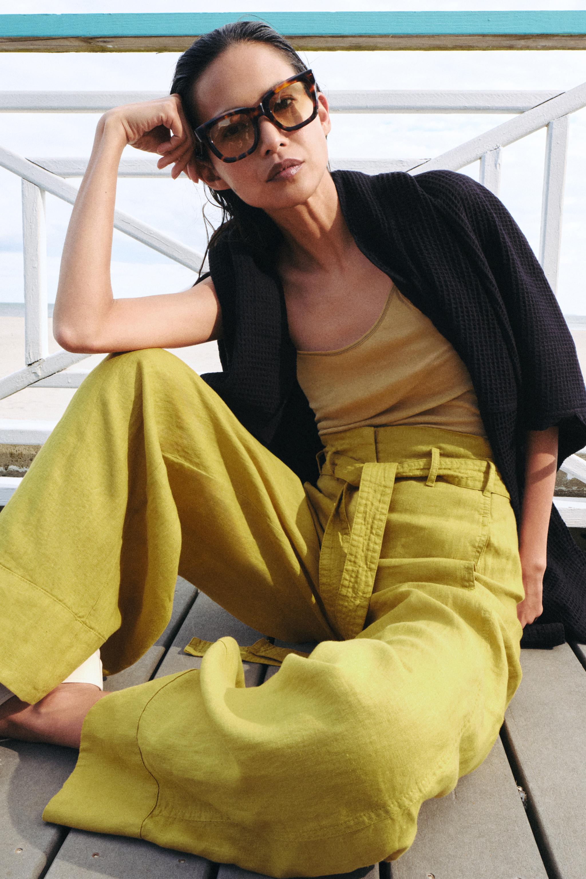 Женские брюки Zara ZW COLLECTION 100% LINEN PANTS — фото 4