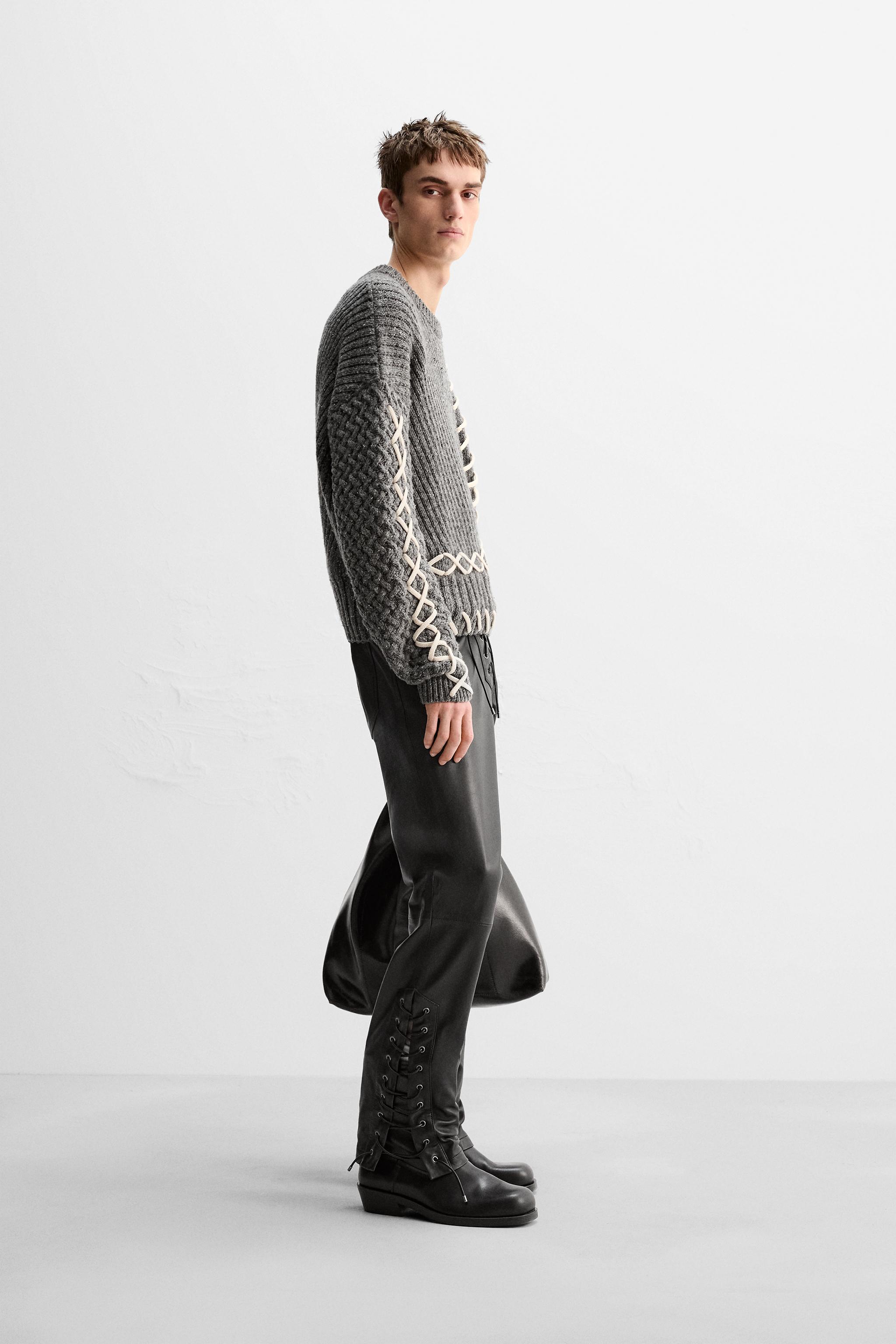 CONTRAST RIBBONS SWEATER LIMITED EDITION - Gray | ZARA