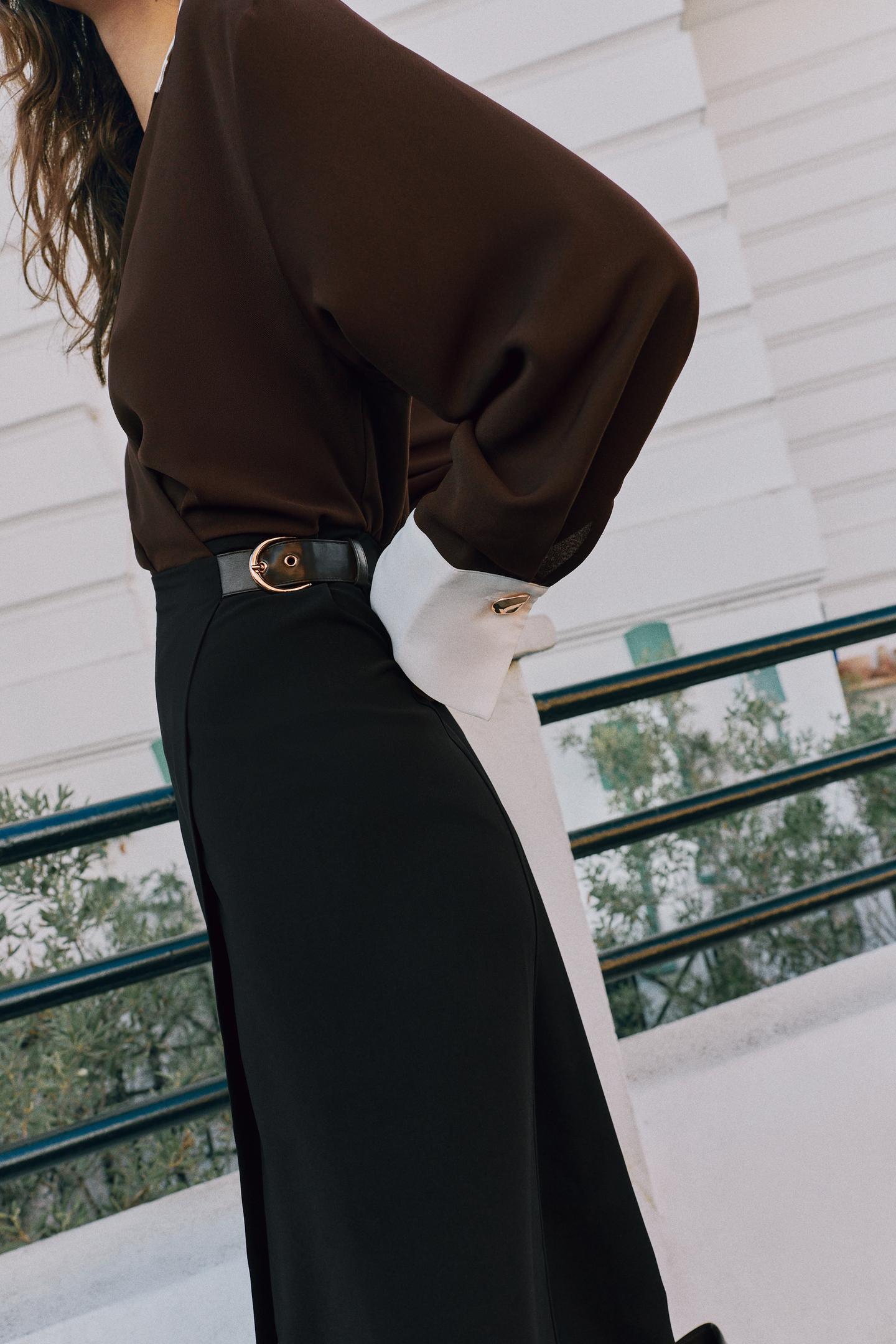 Женское платье Zara Combined Buckle MIDI, цвет: Коричневый — фото 3