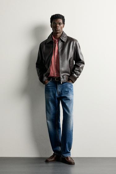 CHAMARRA PIEL REGULAR FIT - Marrón de Zara - Imagen 0