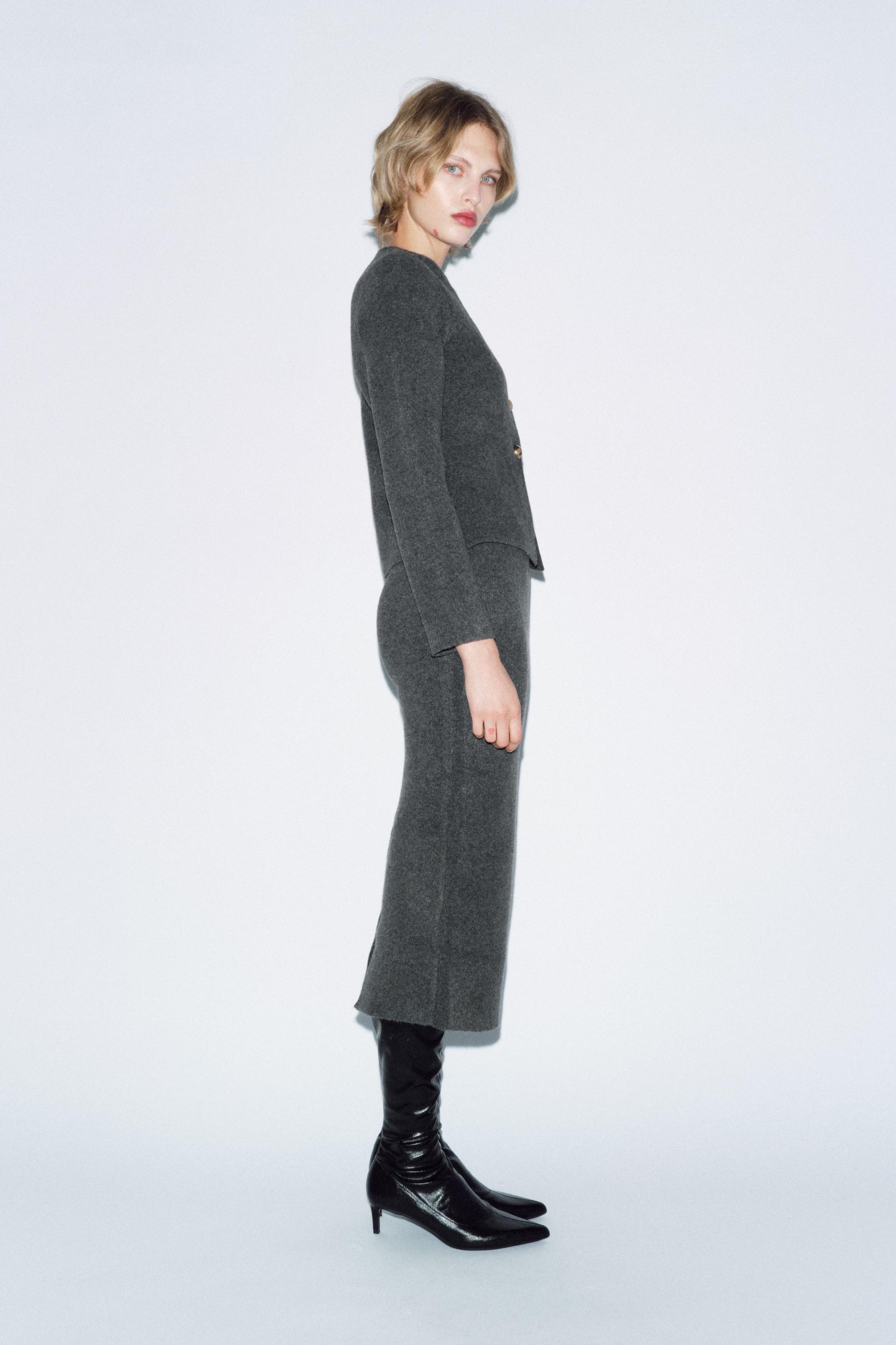 無地ニットジャケット - グレー | ZARA Japan / 日本