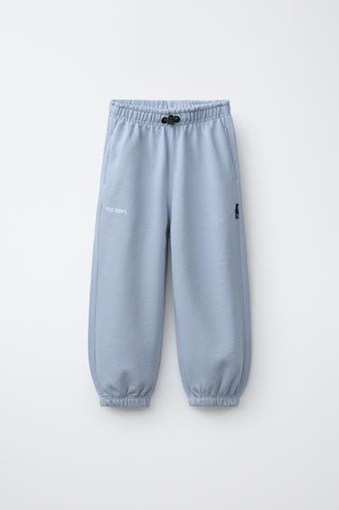 PLUSH balloon TROUSERS WITH SLOGAN - Light blue by Zara