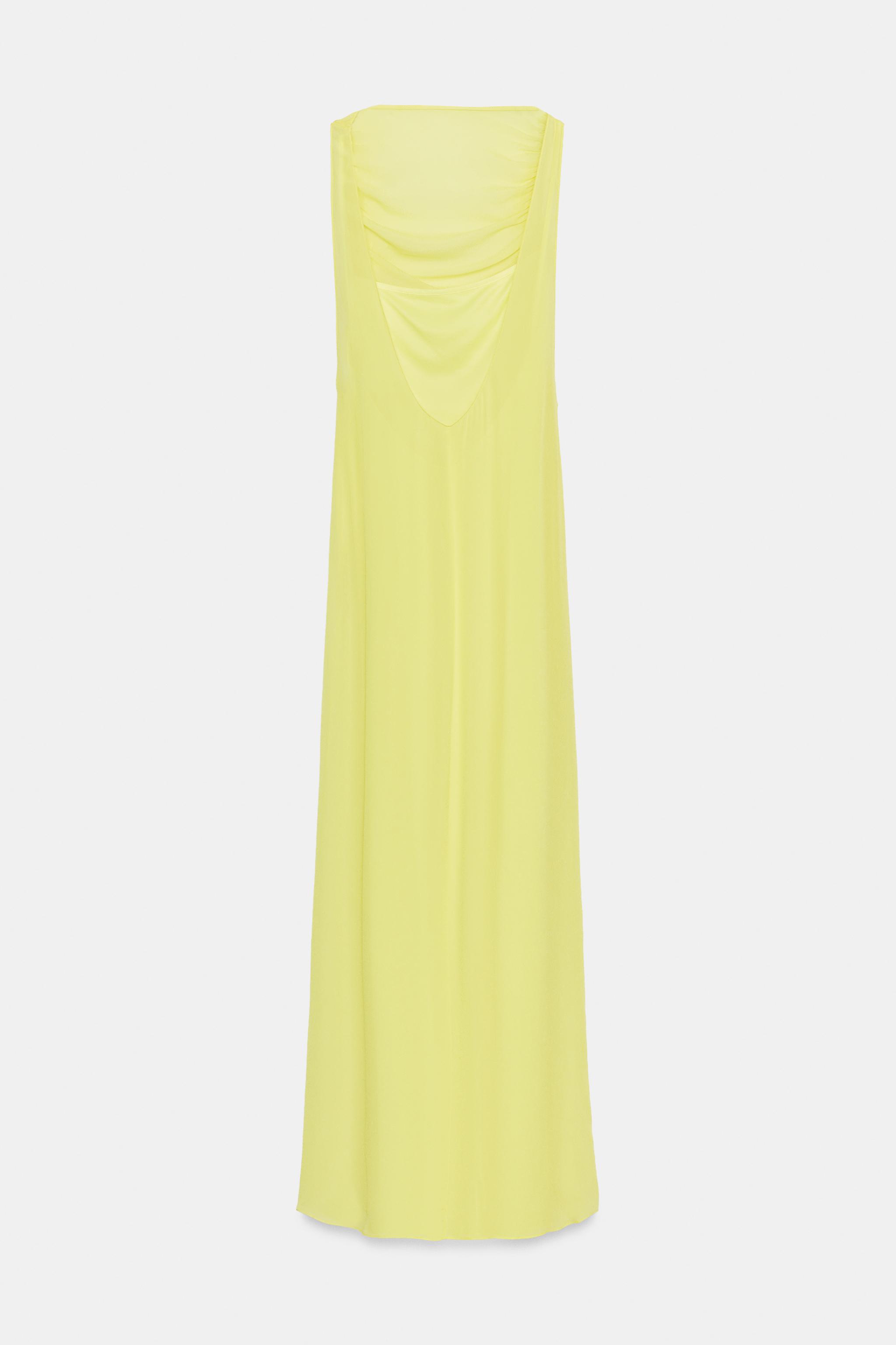 LONG GEORGETTE DRESS - Lemon yellow | ZARA United States