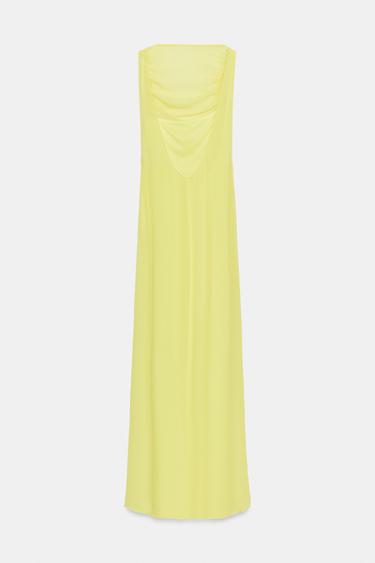 LONG GEORGETTE DRESS - Lemon yellow by Zara - Image 5
