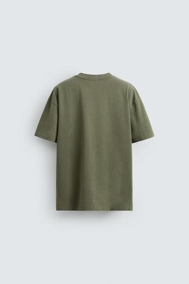 HEAVYWEIGHT REGULAR FIT BASIC T-SHIRT - Khaki by Zara