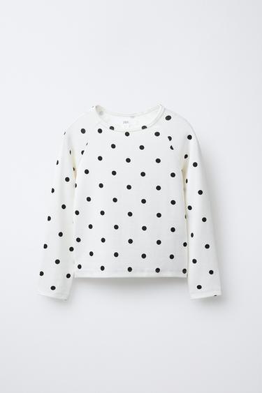 T-SHIRT ÀS BOLINHAS COM MODAL - Branco da Zara