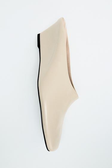 MULES DE CUNHA EM COURO EDIÇÃO LIMITADA - Branco-cru da Zara