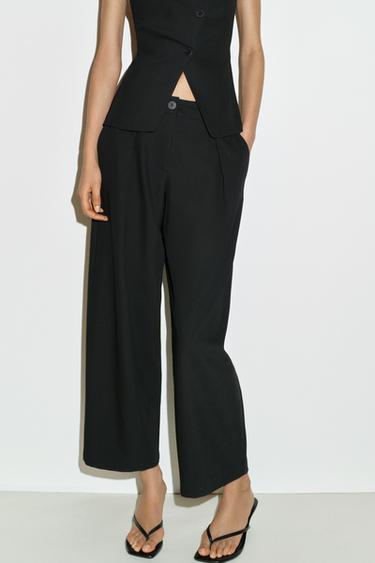 ENSEMBLE GILET ASYMÉTRIQUE ET PANTALON CARROT - Perle / Beige de Zara - Image 1