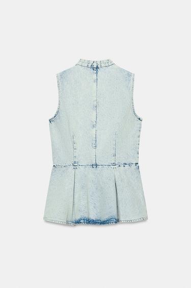 GILET EN JEAN À BRANDEBOURGS ZW COLLECTION - Bleu clair de Zara - Image 4