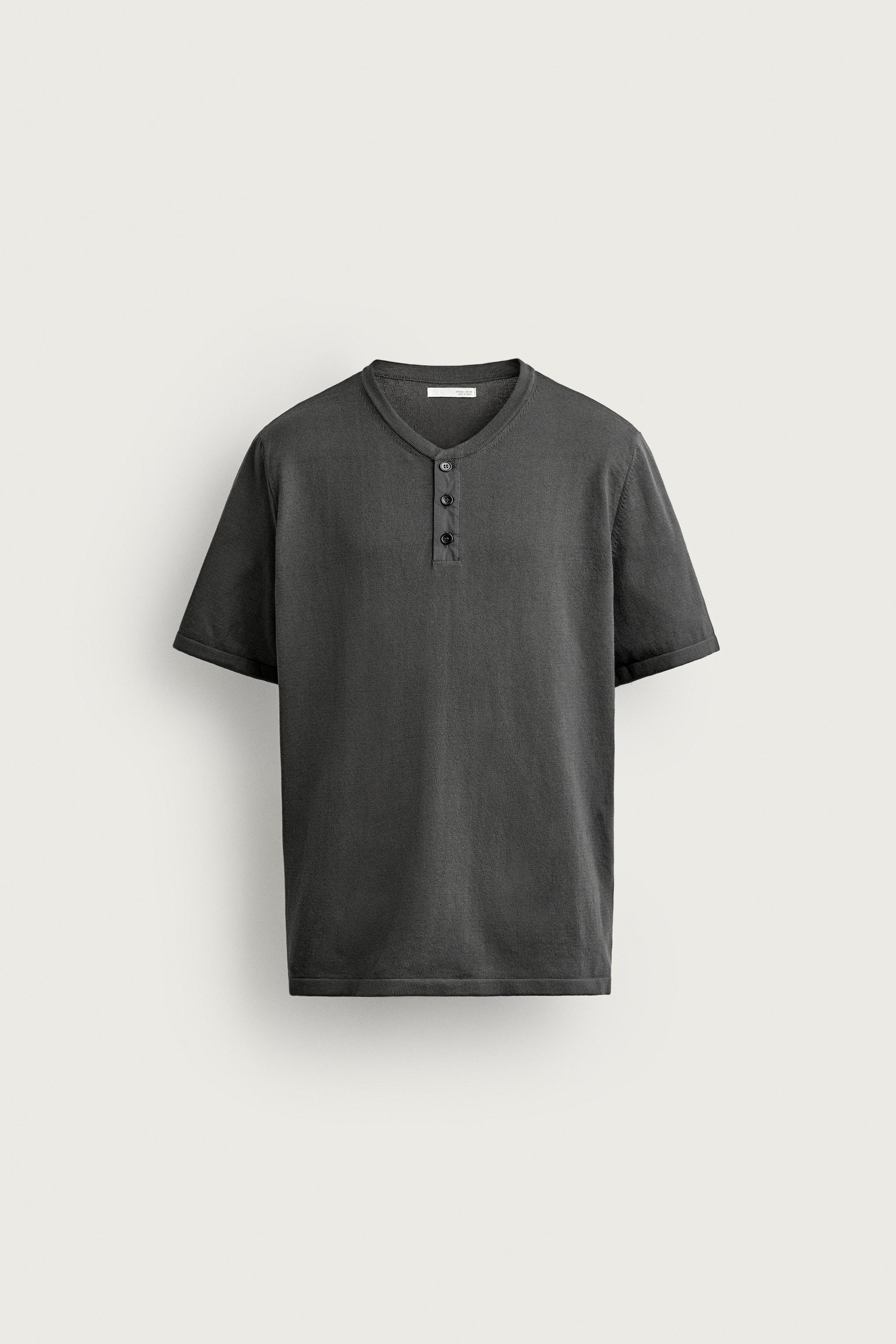 ニットヘンリーネックTシャツ - ネイビーブルー | ZARA Japan / 日本