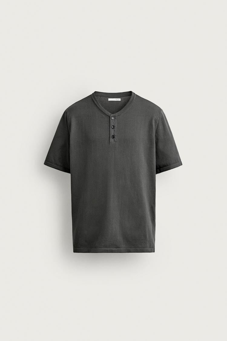KNIT HENLEY T-SHIRT