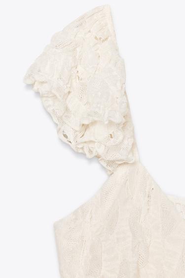 ROBE VOLANTS DENTELLE - Écru de Zara - Image 8