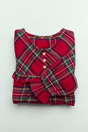 6-14 AÑOS/ CAMISÓN FRANELA CUADROS - Rojo de Zara